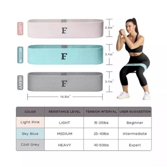 Fancydeli Resistance Bands Exercise Set Of 3 Case Workout Leg Butt Hip - Picture 8 of 11